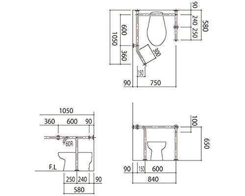 新協和 バリアフリー手摺 洋式トイレ用左勝手 34mm ヘアライン