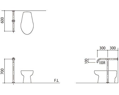 新協和 バリアフリー手摺 洋式トイレ用標準取38mmバフ研磨