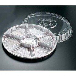 TKG テイケイジイ 遠藤商事 サークルトレー透明蓋付(20セット入)FP-8シルバー(7仕切)【GSC0303】