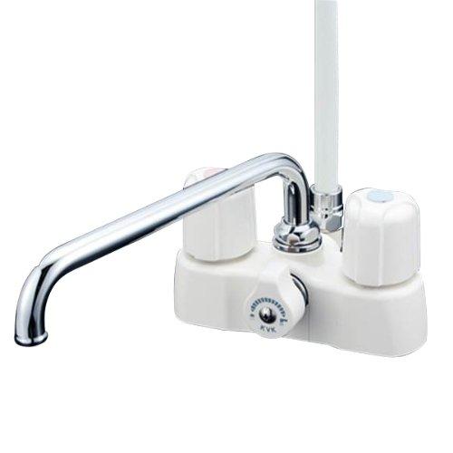 KVK デッキ型2ハンドルシャワー 可変ピッチ式(100mm・120mm) 220mmパイプKF2008