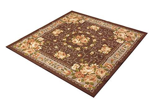 イケヒコ ナイロン 花柄 簡易カーペット 『撥水キャンベル』 ブラウン 約200×250cm