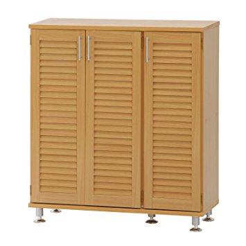 不二貿易 ルーバーシューズボックス ワイド ナチュラル 【96564】 北海道、沖縄、離島配送不可