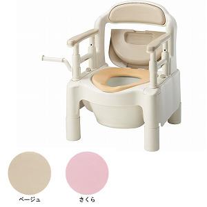 ARONKASEI アロン化成 ポータブルトイレFX-CP ソフト便座 キャスター付  さくら色の通販は