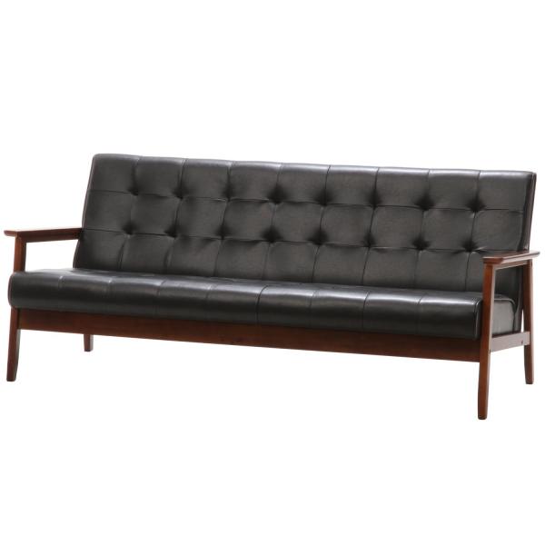 不二貿易 バイキャストPUソファー フレンズDBR 3P 846 846 【34207】 北海道、沖縄、離島配送不可