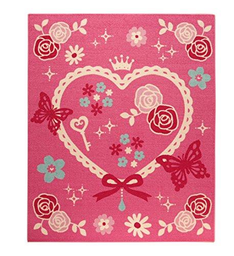 イケヒコ デスクカーペット 女の子 エハート柄 『キャリー ツー』 ピンク 133×170cmの通販は 5,144円