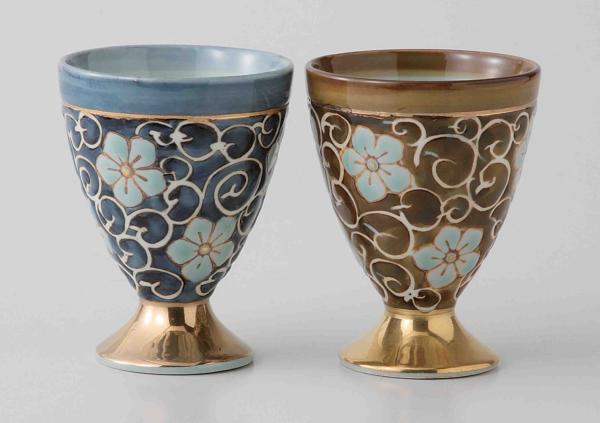 西海陶器 唐草桔梗 ペアワイン K85-55749