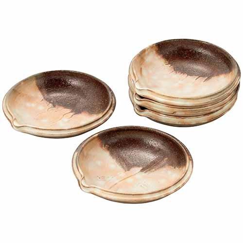 服部天龍 萩焼 三戸逸雄作 御本手 取皿5枚揃   逸雄‐15