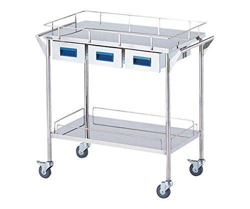 アズワン ストレ-ジステンレスカ-ト 二段 取手ブル- 750×450×835mmNCN70000317188-7466-03