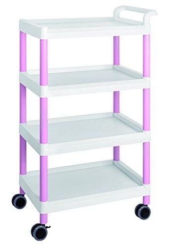 アズワン モバイルイージーカート(トールタイプ/ワイド32) 4段 (ピンク) ME32E 1個