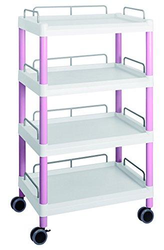アズワン3-6644-02モバイルイージーカート（トールタイプ／ワイド32）ピンク3段引出しあり(as1-3-6644-02)