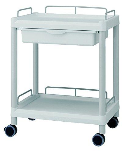 アズワン モバイルイ-ジ-カ-ト(ガ-ド枠付き:グレ-) 2段 651×447×810 引出ありNC3-6639-013-6640-02