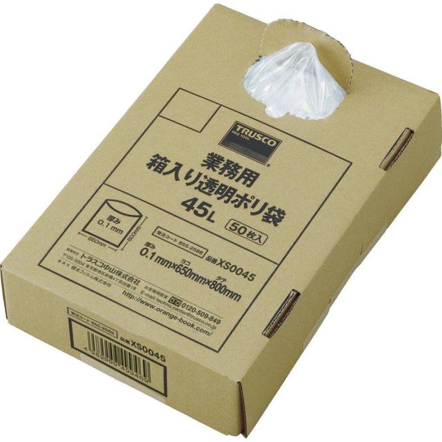 TRUSCO トラスコ中山 XS0090TRUSCO 業務用ポリ袋 透明・箱入 0.1×90L  (50枚入)8552590