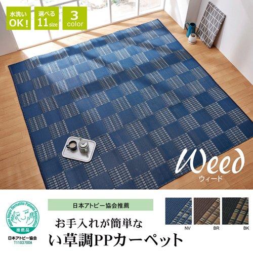 イケヒコ ラグ 洗える PPカーペット 『ウィード』 ネイビー 本間3畳(約191×286cm)