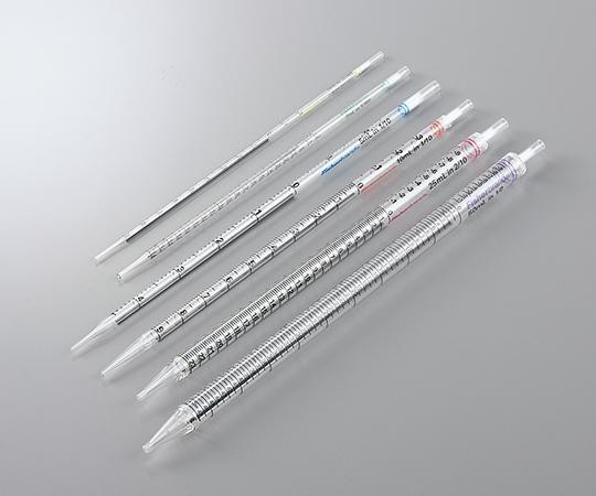 硼珪酸ガラス製ディスポピペット レギュラー丈(綿栓無・未滅菌) 10mL 目盛0.1ml5-5354-05