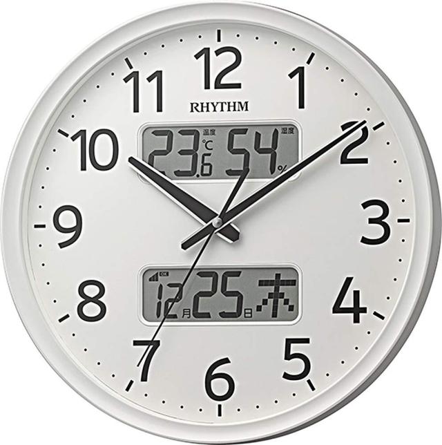 リズム時計工業(Rhythm) 8FYA03SR03 RHYTHM 温度・湿度計付電波掛け時計 「フィットウェーブリブA03」 8FYA03SR03の通販は 8,412円
