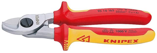 クニペックス KNIPEX 9516-165TBK 絶縁ケーブルカッター 落下防止 (BK) 9516-165TBK