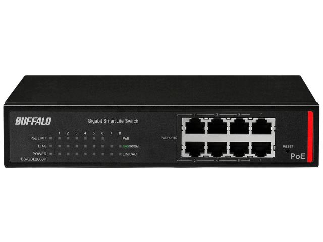 BUFFALO バッファロー 法人向け Giga対応 POE Layer2 スマートLiteスイッチ 8ポート(BS-GSL2008P)