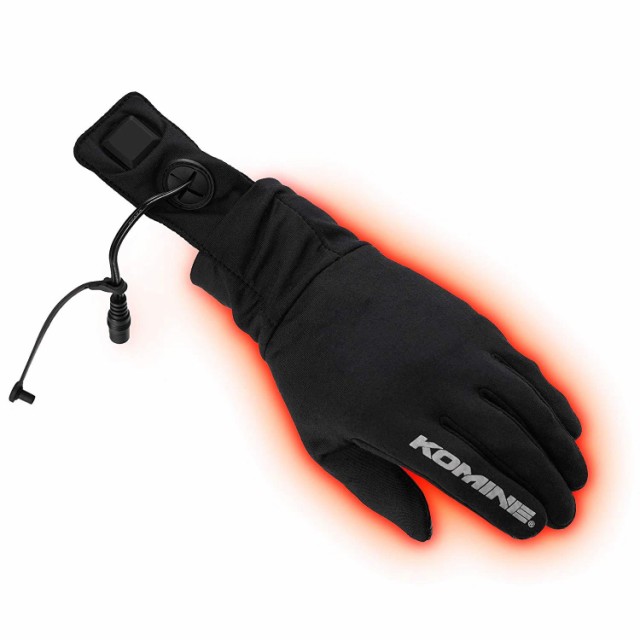 KOMINE(コミネ) バイク用電熱ヒートインナーグローブ 手袋 電熱 発熱 防寒 2XL Heat Inner Gloves 12V 08-204 ブラック