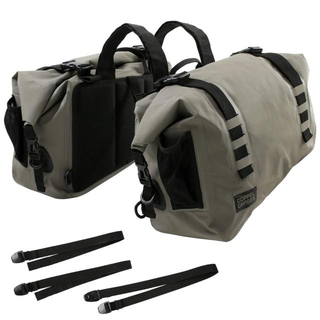 DOPPELGANGER ドッペルギャンガー ターポリンサイドバッグ  40L バイク用  固定用ベルト付属 メッシュポケット キャリングベルト DBT393-KH ※北海道、沖縄、離島配送不可【沖縄・離島への配送不可】
