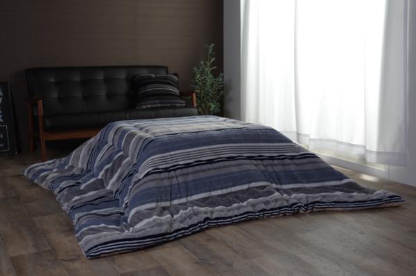 イケヒコ こたつ布団 長方形 カジュアル ストライプ柄 ブルー 約190×240cmの通販は 6,387円