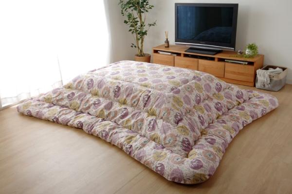イケヒコ こたつ布団 正方形大 国産 花柄 掛け単品 ピンク 約205×285cm