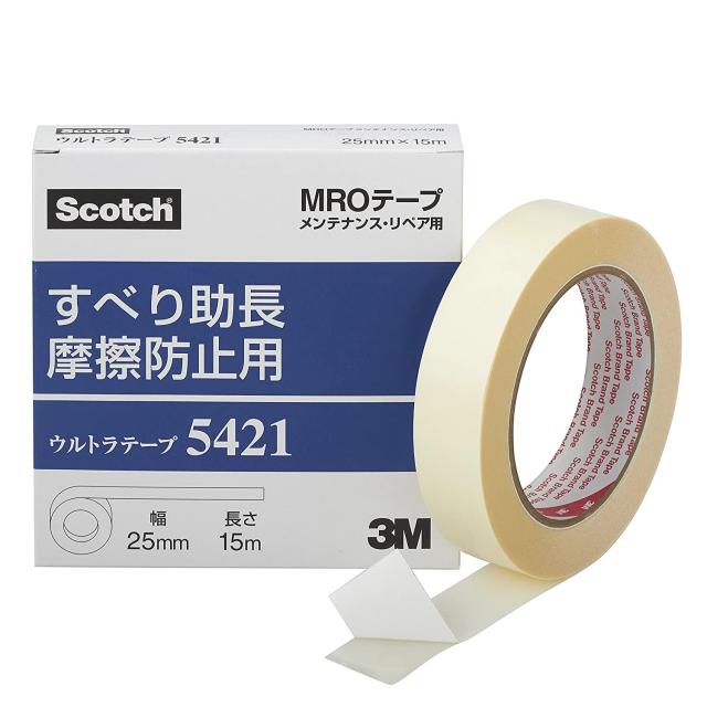 3M スリーエム 超高分子量ポリエチレンテープ(再剥離)5421 25mmX15m 白61-2776-99