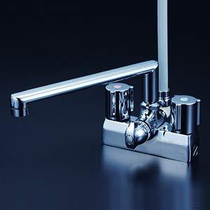 KVK デッキ型一時止水付2ハンドルシャワー(240mmパイプ付) KF205GN