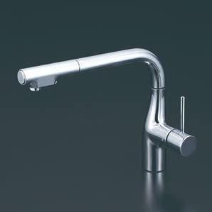 KVK (寒)シングルレバー式シャワー付混合栓(eレバー)200mmパイプ付 KM6101ZR2EC