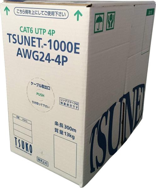 通信興業 TSUNET-1000E AWG24-4P アオ  CAT6 UTPケーブル   300m 巻き