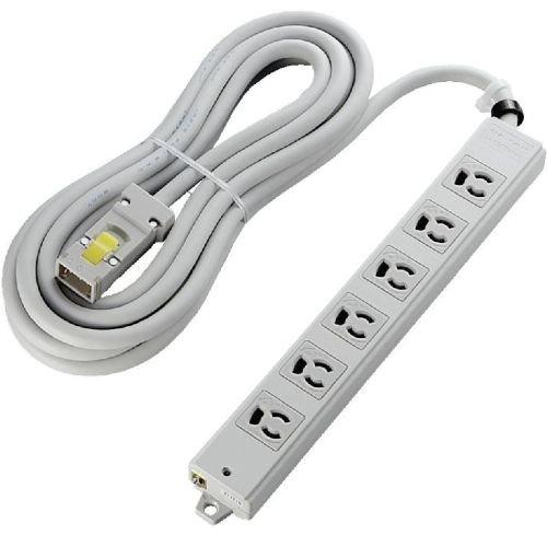 ELECOM エレコム EU RoHS指令準拠 ハーネス仕様工事用タップ3P6口/5m(ライトグレー)