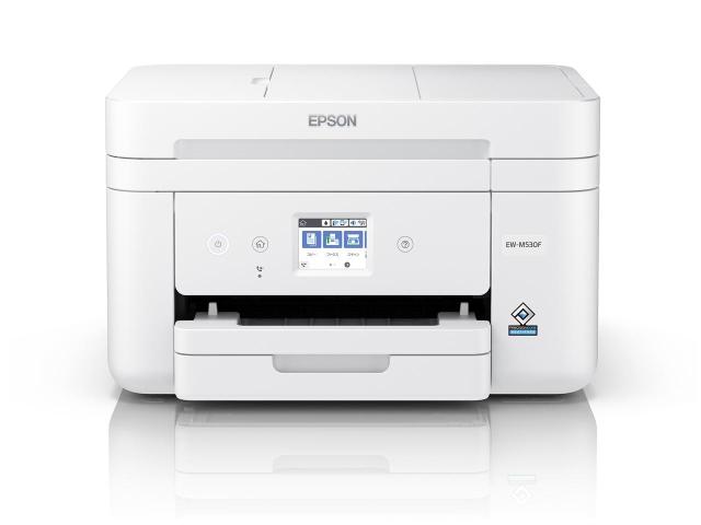 EPSON エプソン EW-M530F Colorio インクジェットプリンター インク4色 染料+顔料 4800×1200 dpi 最大用紙サイズA4 接続(USB)〇 接続(有線LAN/無線LAN)〇 スキャナ機能有り コピー機能有り FAX機能有り ホワイト