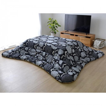 イケヒコ こたつ布団 長方形 国産 掛け単品 植物 ブラック 約205×245cm