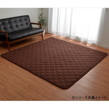 イケヒコ こたつ敷き布団 キルトラグ ラグ カーペット 4畳  先染め つむぎ調 ブラウン 約190×290cm(ホットカーペット対応)