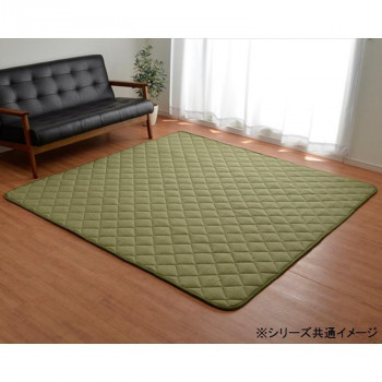 イケヒコ こたつ敷き布団 キルトラグ ラグ カーペット 4畳  先染め つむぎ調 グリーン 約190×290cm(ホットカーペット対応)