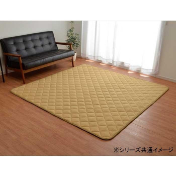 イケヒコ こたつ敷き布団 キルトラグ ラグ カーペット 3畳  先染め つむぎ調 ベージュ 約190×260cm(ホットカーペット対応)
