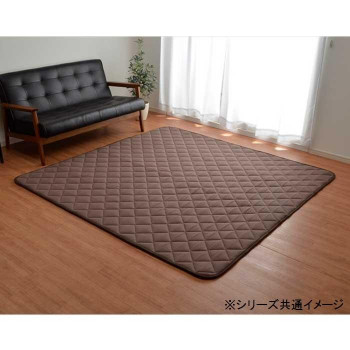 イケヒコ こたつ敷き布団 キルトラグ ラグ カーペット 4畳  先染め 刺し子調 ブラウン 約190×290cm(ホットカーペット対応)
