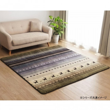 IKEHIKO ラグ 長方形 洗える ギャベ 防音 グリーン 約200×250cm ホットカーペット対応の通販は 7,810円