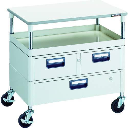 TRUSCO トラスコ中山 TRUSCO フェニックスワゴン 省音 750X500 H740 引出付 天板付 W色