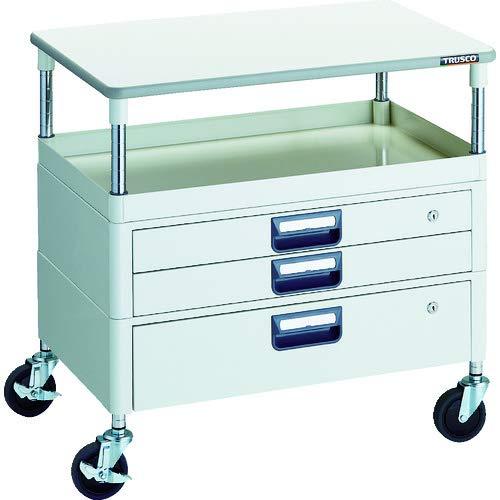 TRUSCO トラスコ中山 TRUSCO フェニックスワゴン 省音 750X500 H740 引出付 天板付 W色