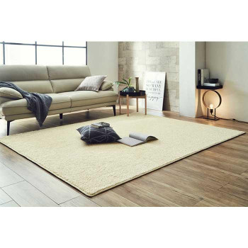 イケヒコ 日本 抗菌 消臭 清潔 オーダー ラグ カーペット 防炎 アレルキャッチャー 抗アレル物質 ダニ対策 シャギー 無地 アイボリー 約1.9畳 約150×200cm 14,853円