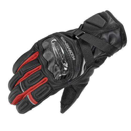 コミネ(Komine) GK-844 Protect Windproof Leather Gloves HG 品番:06-844 カラー:Black/Red サイズ:S