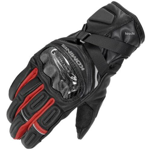 コミネ(Komine) GK-844 Protect Windproof Leather Gloves HG 品番:06-844 カラー:Black/Red サイズ:M