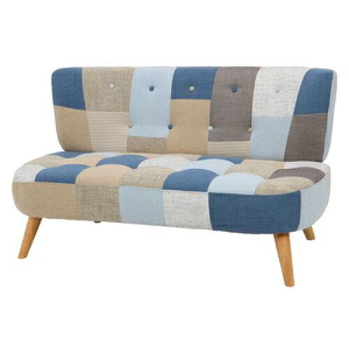 不二貿易 ソファ2p デイジーパッチワークブルー