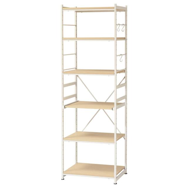 弘益 メタルラック本体 ナチュラル 約58×42.5×180cm サラ スチールラック レギュラータイプ SSR-58R(NA)
