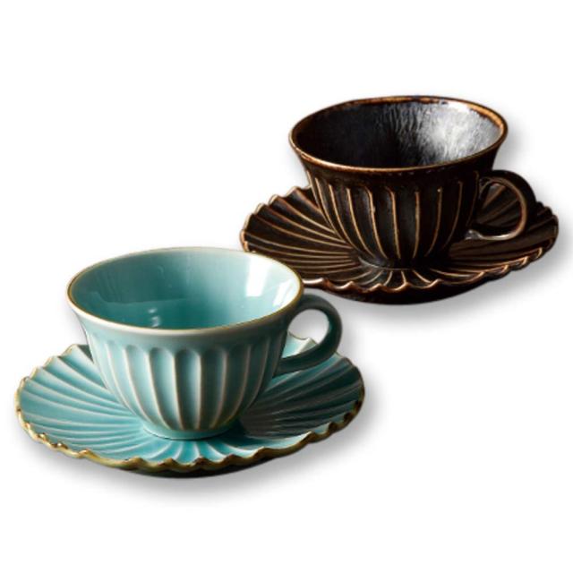 ブルーム カップ_ソーサー 孔雀 トルコ＆茶 16570 2客入