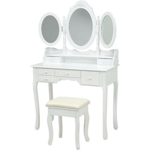 送料込み HAGIHARA 三面鏡ドレッサー & スツール セット 猫足 化粧台