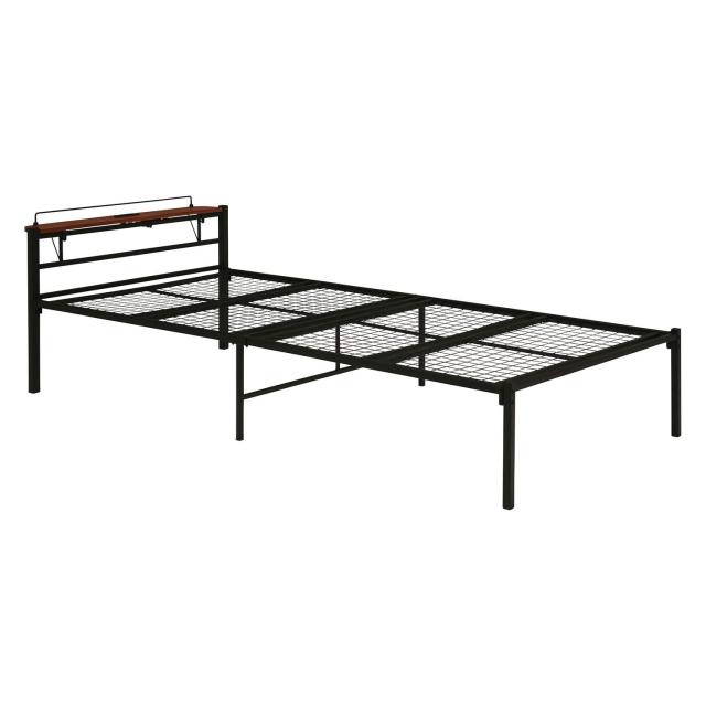 HAGIHARA 萩原 萩原 ベッド ベッドフレーム シングル コンパクト 【無駄のないシンプルベッド】 コンセント付き 宮棚セット 耐荷重90kg ブラック KH-3085BKMSの通販は