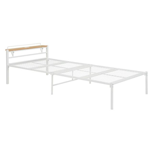 HAGIHARA 萩原 萩原 ベッド ベッドフレーム シングル コンパクト 【無駄のないシンプルベッド】 コンセント付き 宮棚セット 耐荷重90kg ホワイト KH-3085WHMSの通販は