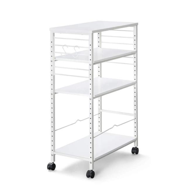 IRISOHYAMA アイリスオーヤマ アイリスオーヤマ デスク サイドワゴン 棚板25段階 キャスター付き S字フック2個付き 耐水性 幅32×奥行59.4×高さ90cm DSW-600 ホワイトの通販は 7,706円