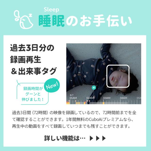 Cubo Ai スマートベビーモニター 第3世代 ベビーカメラ 赤ちゃん 見守りカメラ 睡眠 安全 顔認識 カバー防止 寝返り アラート 睡眠分析 危険エリア 泣き声 感知 自動フォトキャプチャ 双方向音声通信 ホワイトノイズ 温度 湿度 センサー ギフト ベビー 送料無料_12